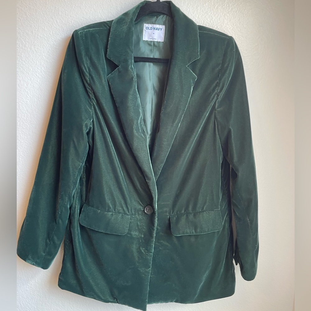 Old Navy Women's Deep Green Velvet Blazer